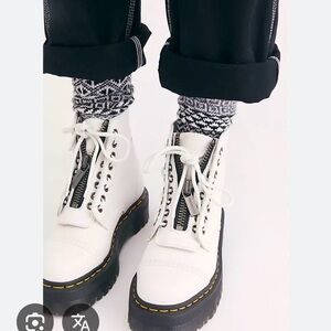 Dr. Martens White Leather Boots with Black Soles